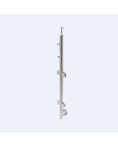 Poteau pour verre et barres - Pose latérale