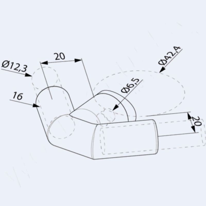 Support de sous-lisse angle 90° ext.