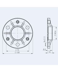 Platine sol 100mm 3 trous