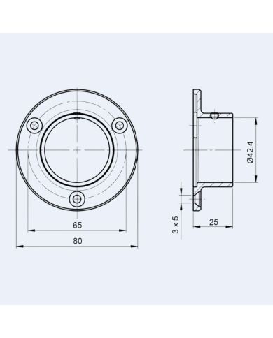 Platine murale Inox - 3 trous