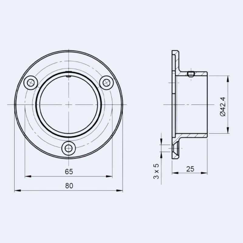 Platine murale Inox - 3 trous