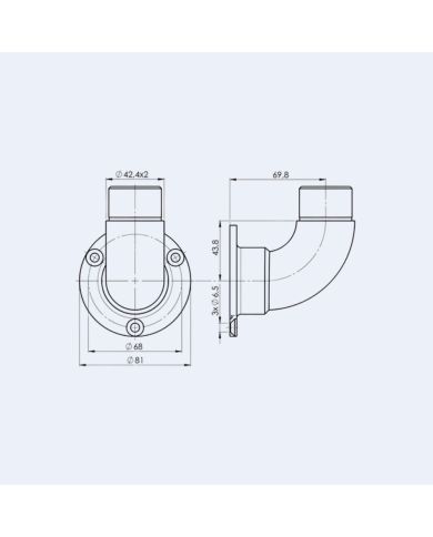 Platine murale inox à 90°