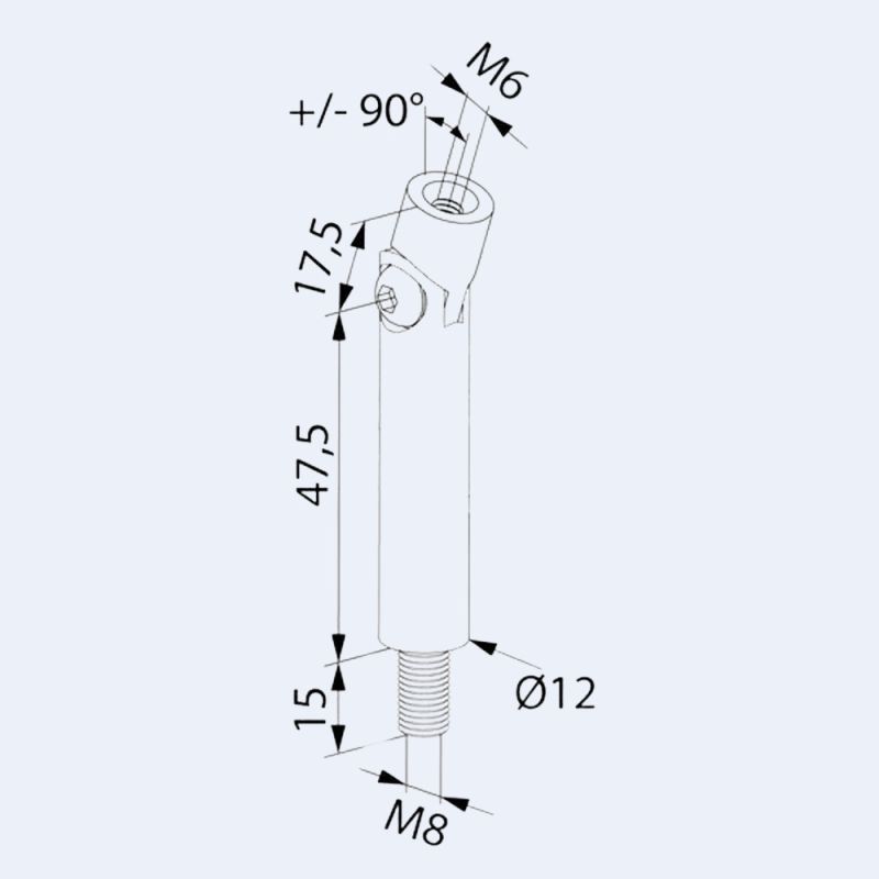 Tige Inox femelle M6 orientable à visser