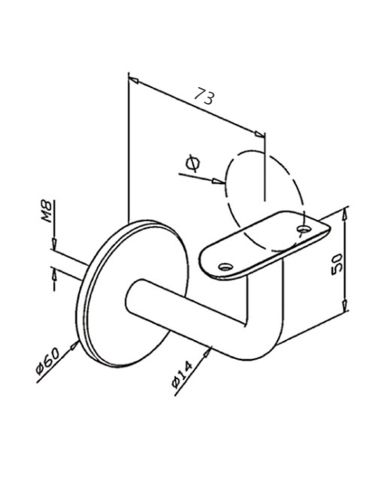 Support mural inox fixation centrale