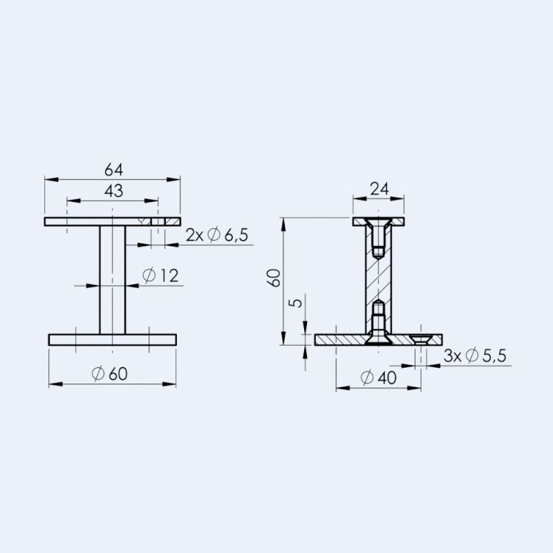 Support inox pour muret