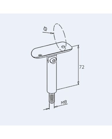 Support main courante fileté orientable