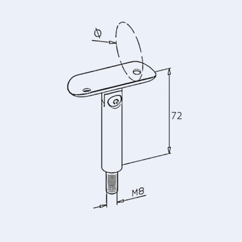 Support main courante fileté orientable