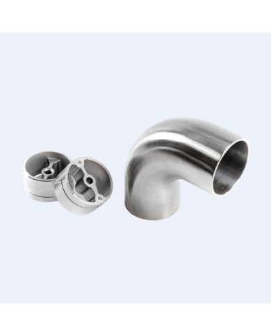 Coude inox à 90° arrondi pour rampe bois