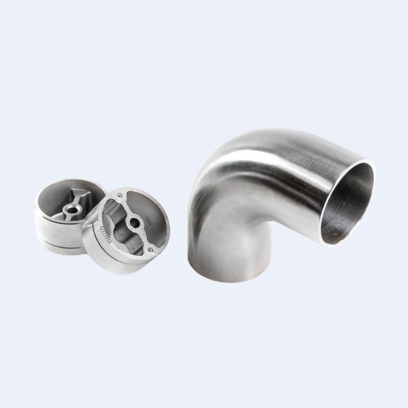 Coude inox à 90° arrondi pour rampe bois