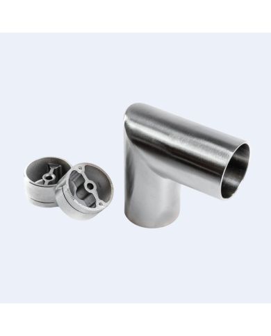 Coude inox à 90° angle vif pour rampe bois