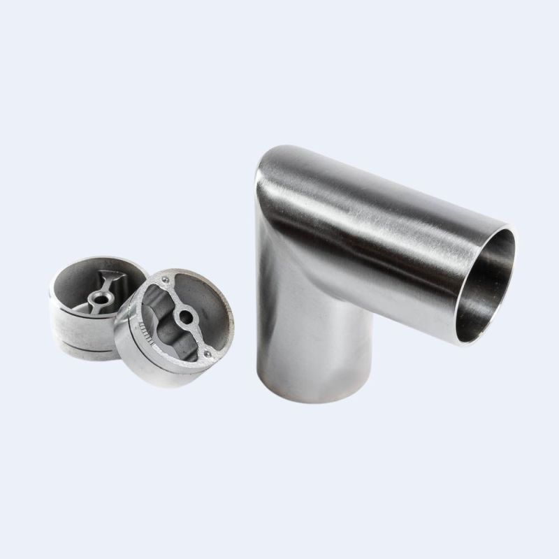 Coude inox à 90° angle vif pour rampe bois
