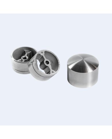 Embout inox arrondi pour rampe bois