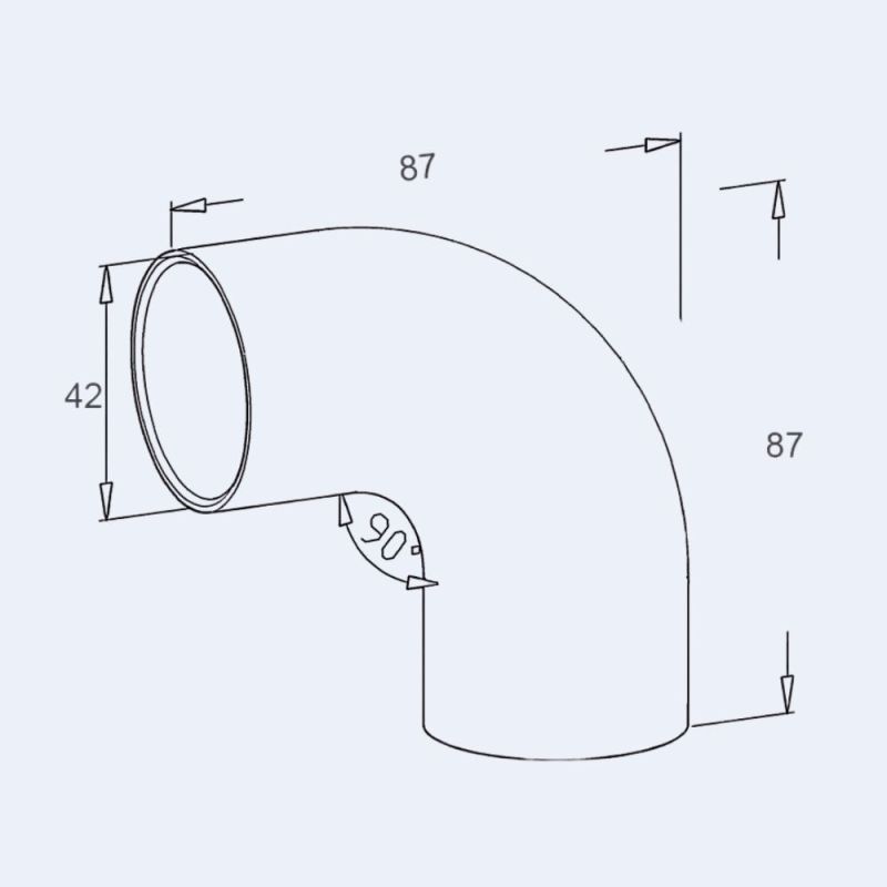 Coude inox à 90° arrondi pour rampe bois