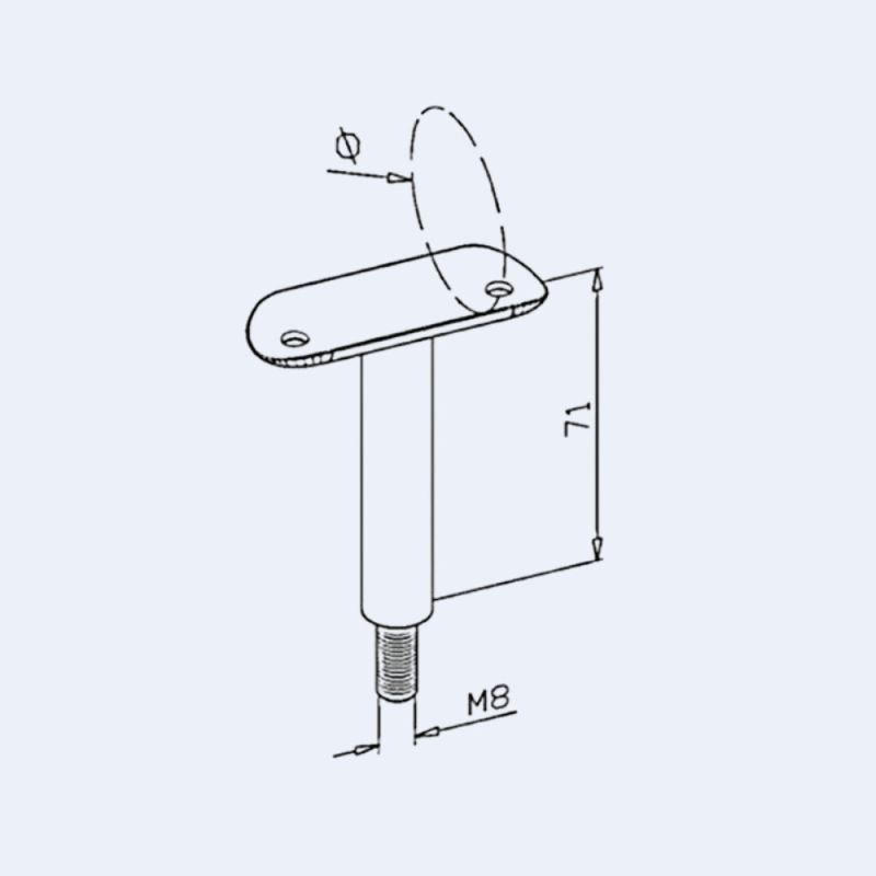 Support main courante fileté fixe