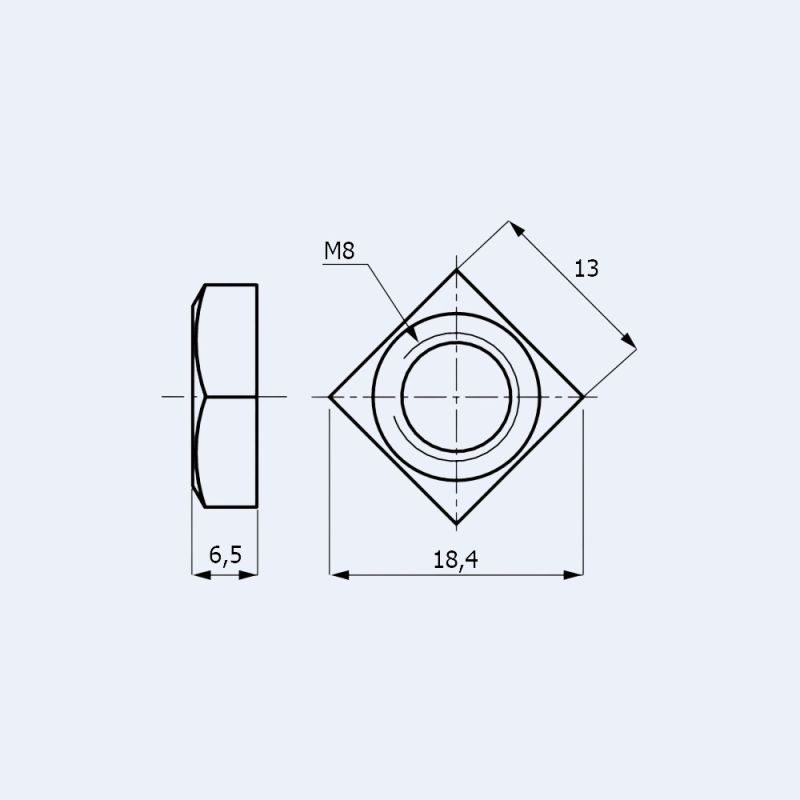 Ecrou carré M8 inox