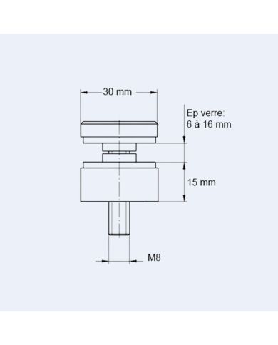 Adaptateur verre 30 mm Fond plat
