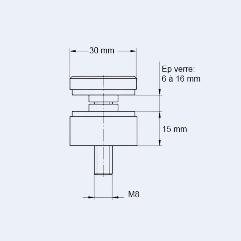 Adaptateur verre 30 mm Fond plat