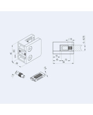 Pince à verre P31 en zamac brut à fond plat - Plan