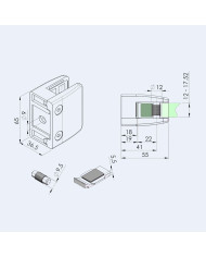 Pince à verre Inox M24 65x55mm Fond plat