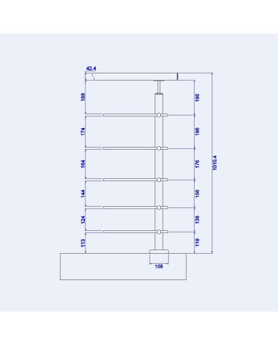 Poteau inox pour garde-corps à barres pose au sol