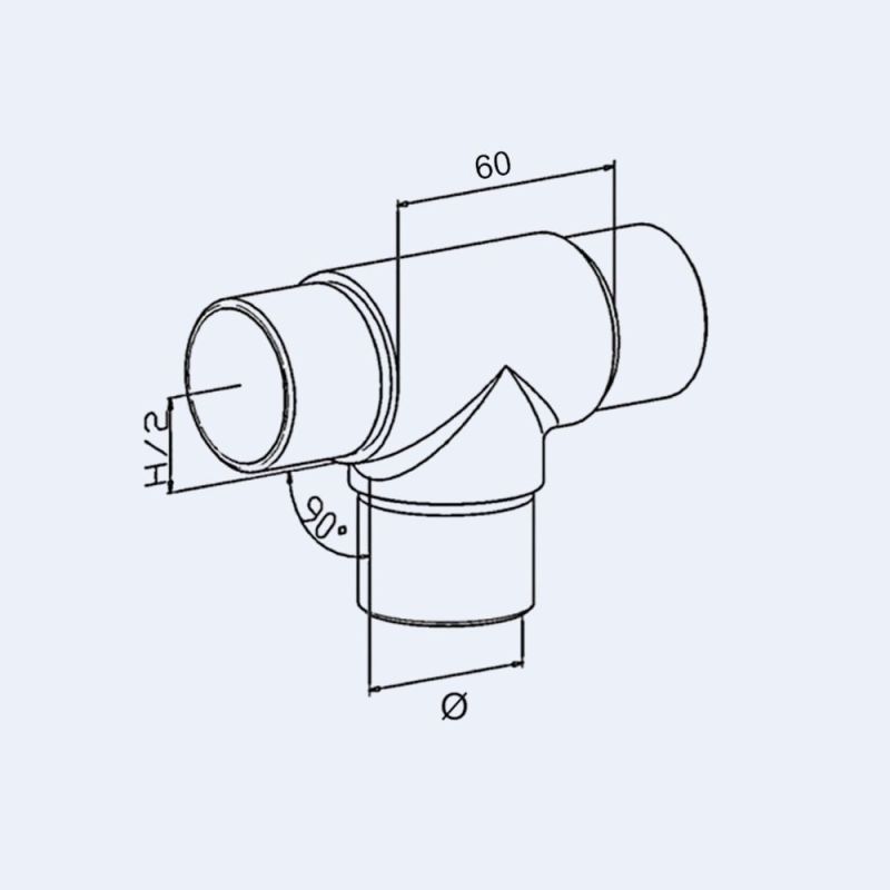 Raccord inox en Té - Plan