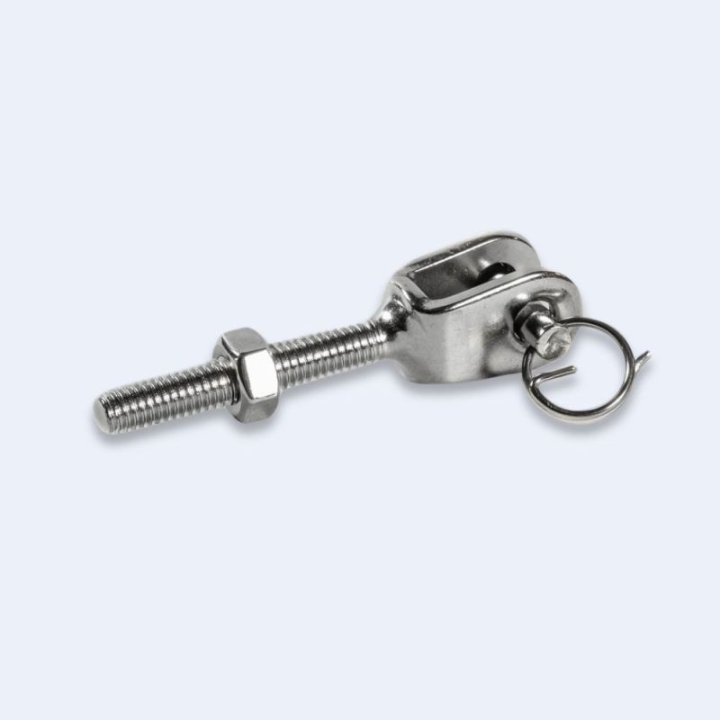 Chape inox filetée M6 droite