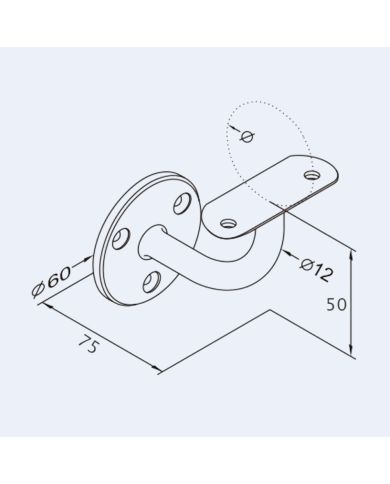 Support mural inox 3 fixations