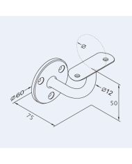 Support mural inox 3 fixations