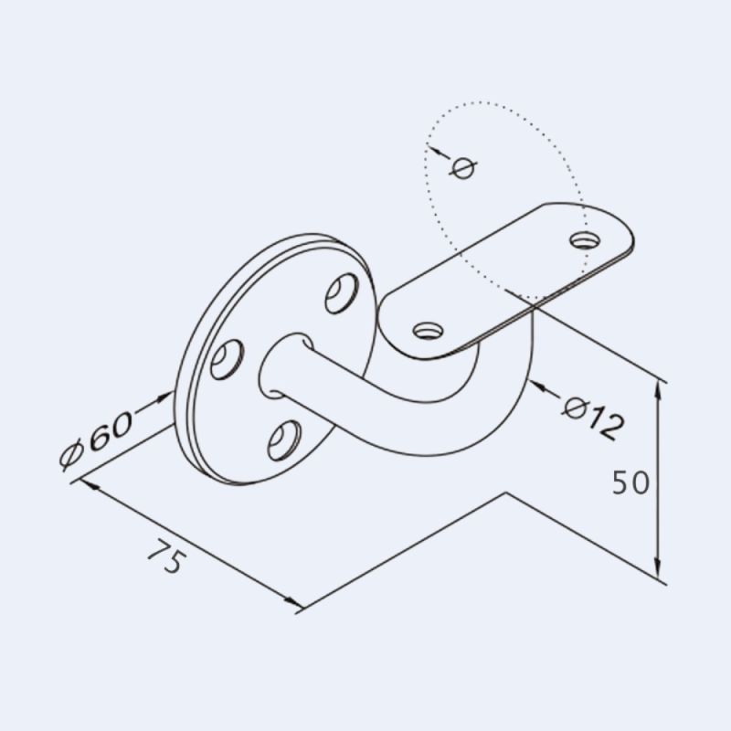 Support mural inox 3 fixations