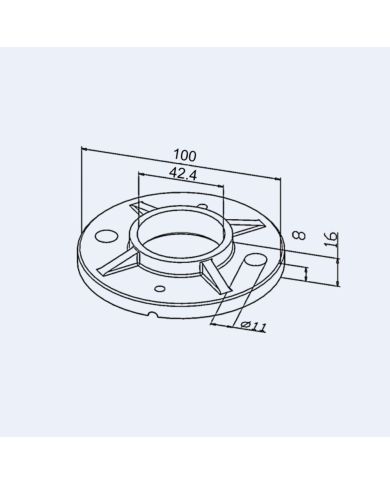 Platine sol 100mm 2 trous