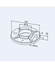 Platine sol 100mm 2 trous