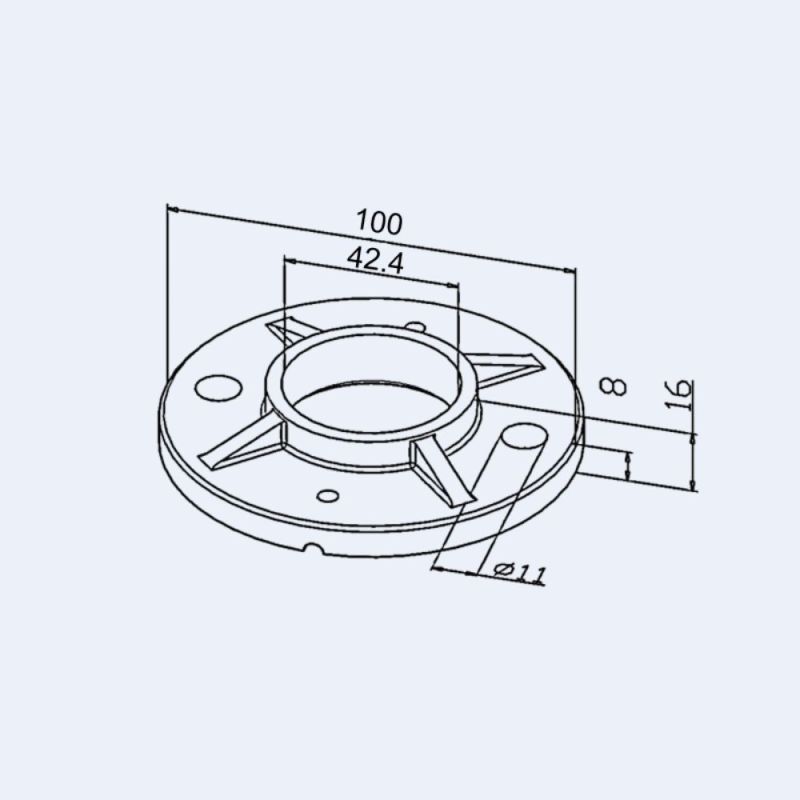 Platine sol 100mm 2 trous