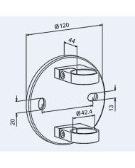 Platine latérale 120mm à brides