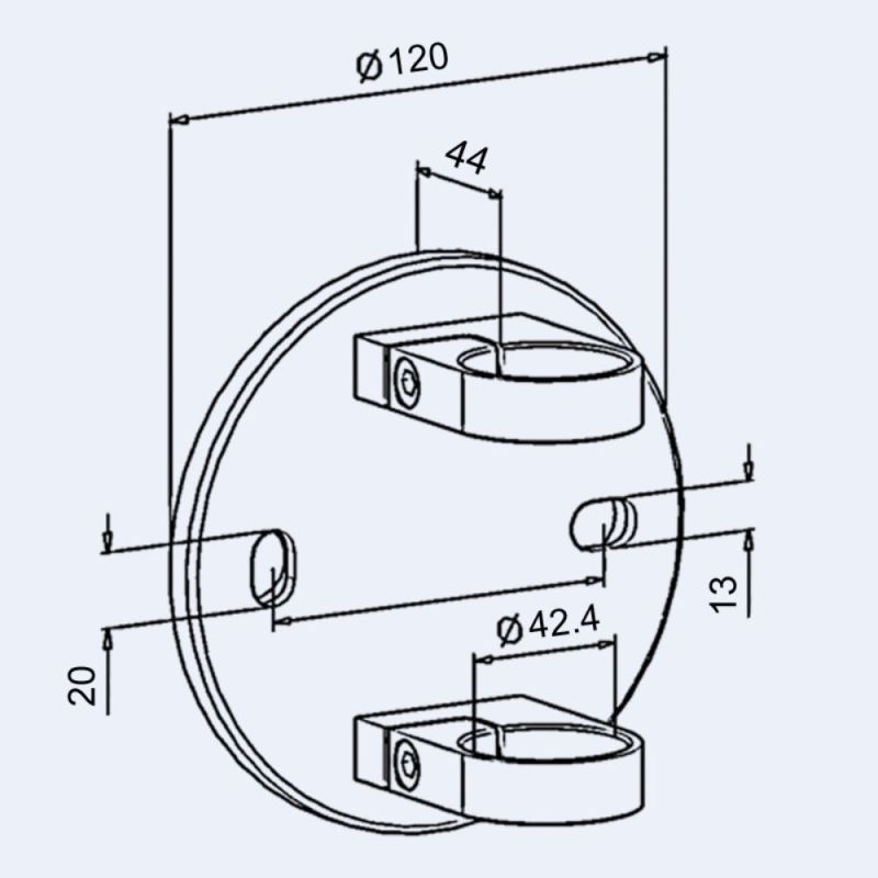 Platine latérale 120mm à brides