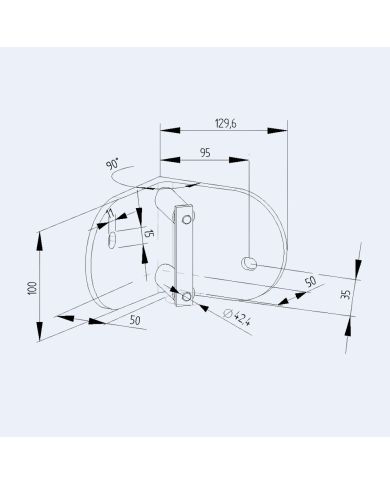 Platine latérale Inox 100mm - Angle intérieur