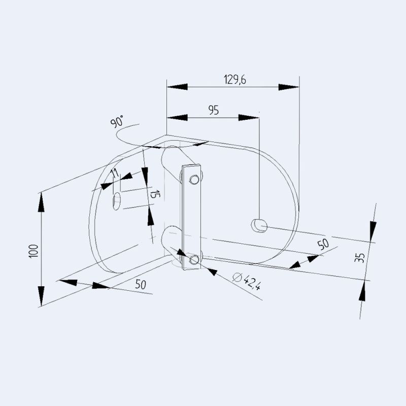 Platine latérale Inox 100mm - Angle intérieur