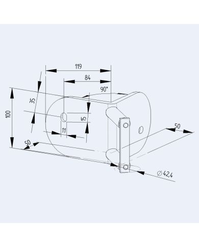 Platine latérale Inox 100mm - Angle extérieur