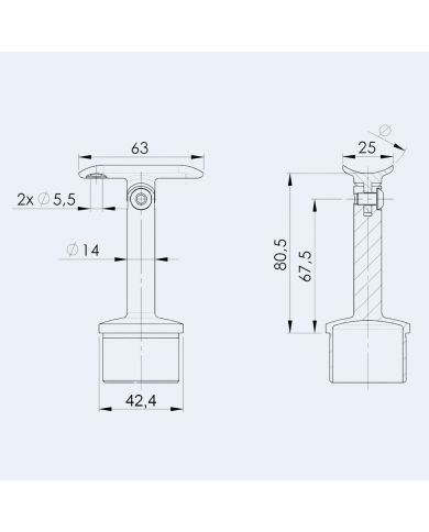 Support main courante orientable