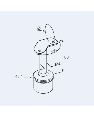 Support main courante à 135°