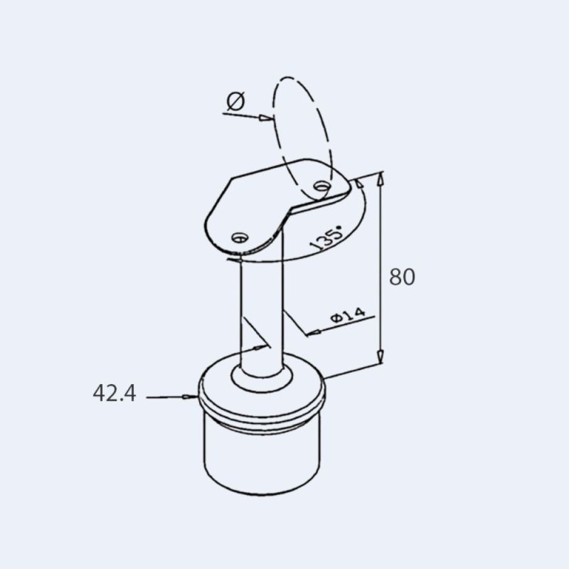 Support main courante à 135°