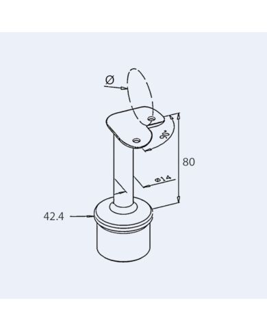 Support main courante à 90°