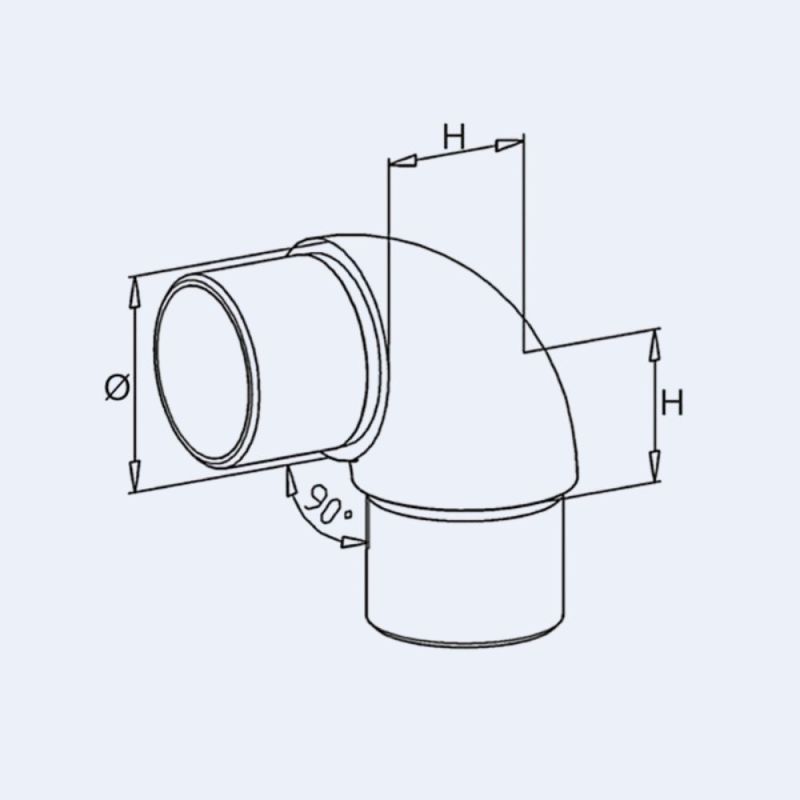 Raccord inox 90° grand rayon