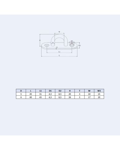 Pontet inox oblong - plan