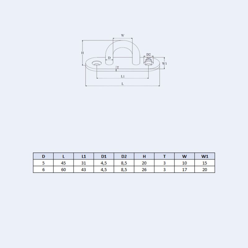 Pontet inox oblong - plan