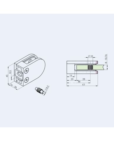 Pince à verre Inox P22 45x63mm