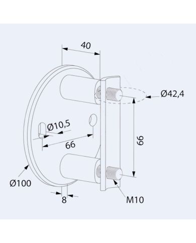 Platine latérale Inox 100mm