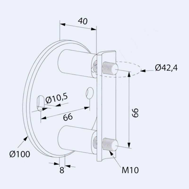 Platine latérale Inox 100mm