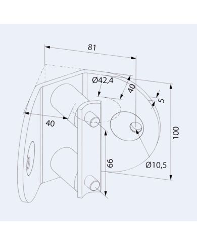 Platine latérale Inox 100mm - Angle intérieur