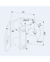 Platine latérale Inox 100mm - Angle intérieur