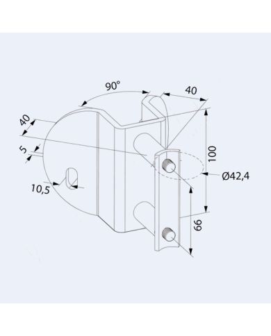 Platine latérale Inox 100mm - Angle extérieur
